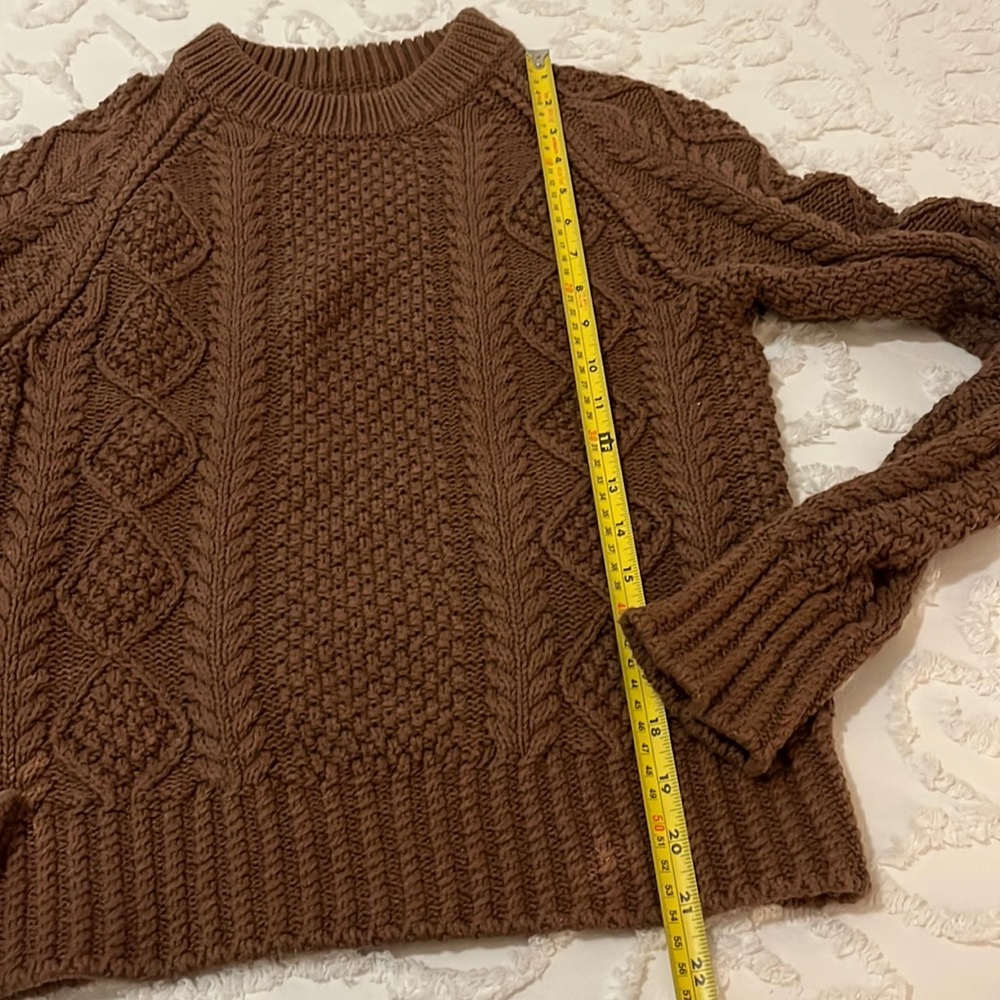 LLBean Signature Cotton Fisherman Sweater in Chocolate Brown Size XS - Picture 5 of 8